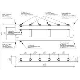 Коллектор модульный Gidruss MK-400-3х50 до 400 кВт ДУ 65 3 контура