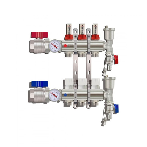 Коллектор для тёплого пола с расходомерами Tim на 3 выхода (арт.KA003) Коллектор для тёплого пола с расходомерами Tim на 3 выхода (арт.KA003)