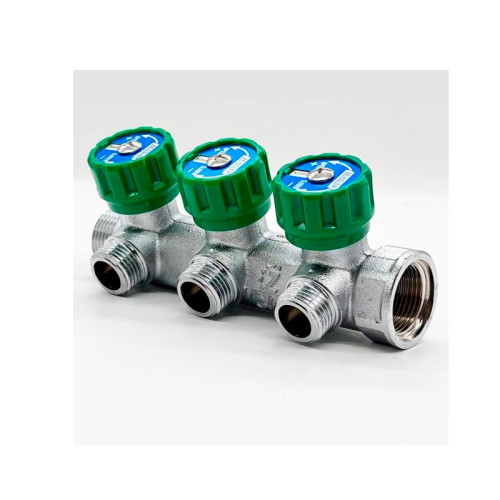 Коллектор регулирующий Tim на 3 выхода 3/4"x1" под евроконус Коллектор регулирующий Tim на 3 выхода 3/4"x1" под евроконус