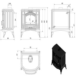 Печь-камин чугунная Kratki KOZA/K9/150/PW/W 12 кВт с теплообменником