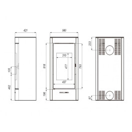 Печь-камин Defro Home Orti 9 кВт белая сталь