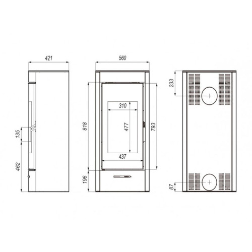Печь-камин Defro Home Orti 9 кВт серая сталь