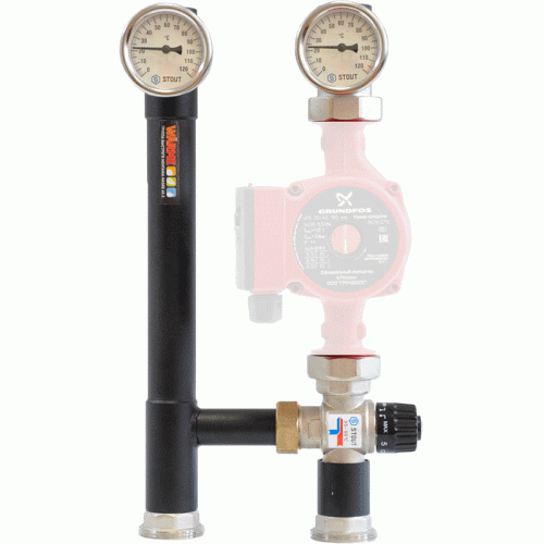 Насосная группа Warme MASKE 35.4 G без насоса с термостатическим клапаном t 35-60 с комплектом гаек