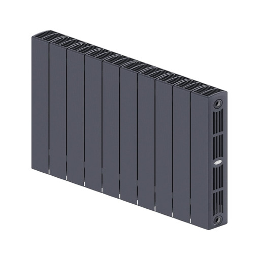 Биметаллический радиатор Rifar SUPReMO 350 10 секций цвет Титан (нижнее левое подключение)