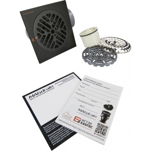 Трап сантехнический MAGdrain C 36 Q50-O (100*100, магнитный клапан, Латунь, черный)