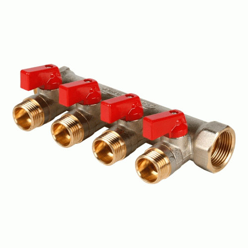 Коллектор для воды 4 выхода Stout 3/4"x1/2" евроконус с шаровыми кранами арт. SMB 6210 341204 Коллектор для воды 4 выхода Stout 3/4"x1/2" евроконус с шаровыми кранами арт. SMB 6210 341204
