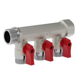 Коллектор распределительный для воды V&G Valogin 1/2"х3/4" на 3 выхода
