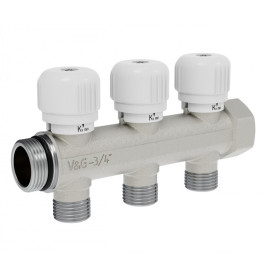 Коллектор распределительный с вентильной регулировкой V&G Valogin 1"х3/4" на 3 выхода