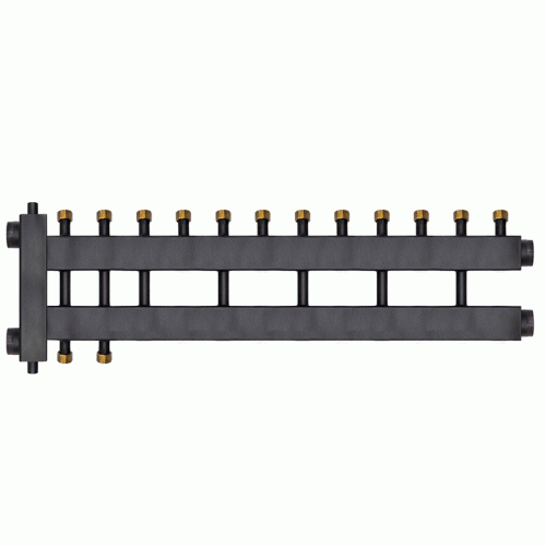 Коллектор с гидроразделителем Warme WKD.R.85.К.F.6+1+1 (Дублер компакт) черная сталь на 8 контуров до 85 кВт с накидными гайками Коллектор с гидроразделителем Warme WKD.R.85.К.F.6+1+1 (Дублер компакт) черная сталь на 8 контуров до 85 кВт с накидными гайками