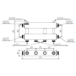 Коллектор нержавеющий модульный Gidruss MKSS-150-2х32 до 150 кВт 1 1/2" 3 контура