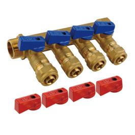 Коллектор для воды Tim на 4 выхода 16x1" арт.200-1(4)-16