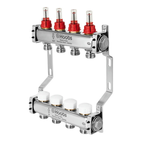 Коллектор нержавеющий Hoobs 1"x 3/4" 2 выхода с расходомерами Коллектор нержавеющий Hoobs 1"x 3/4" 2 выхода с расходомерами