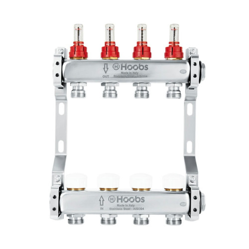 Коллектор нержавеющий Hoobs 1"x 3/4" 2 выхода с расходомерами Коллектор нержавеющий Hoobs 1"x 3/4" 2 выхода с расходомерами