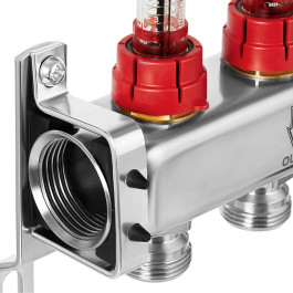 Коллектор нержавеющий Hoobs 1"x 3/4" 2 выхода с расходомерами