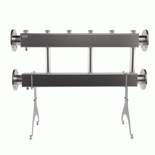 Коллектор нержавеющий модульный Gidruss MKSS-600-3х50 до 600 кВт ДУ80 3 контура