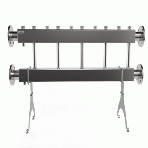 Коллектор нержавеющий модульный Gidruss MKSS-600-5х32 до 600 кВт ДУ80 5 контуров