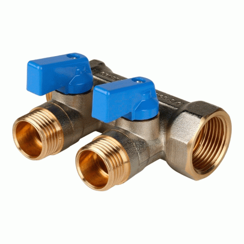 Коллектор для воды 2 выхода Stout 3/4"x1/2" евроконус с шаровыми кранами арт. SMB 6211 341202 Коллектор для воды 2 выхода Stout 3/4"x1/2" евроконус с шаровыми кранами арт. SMB 6211 341202