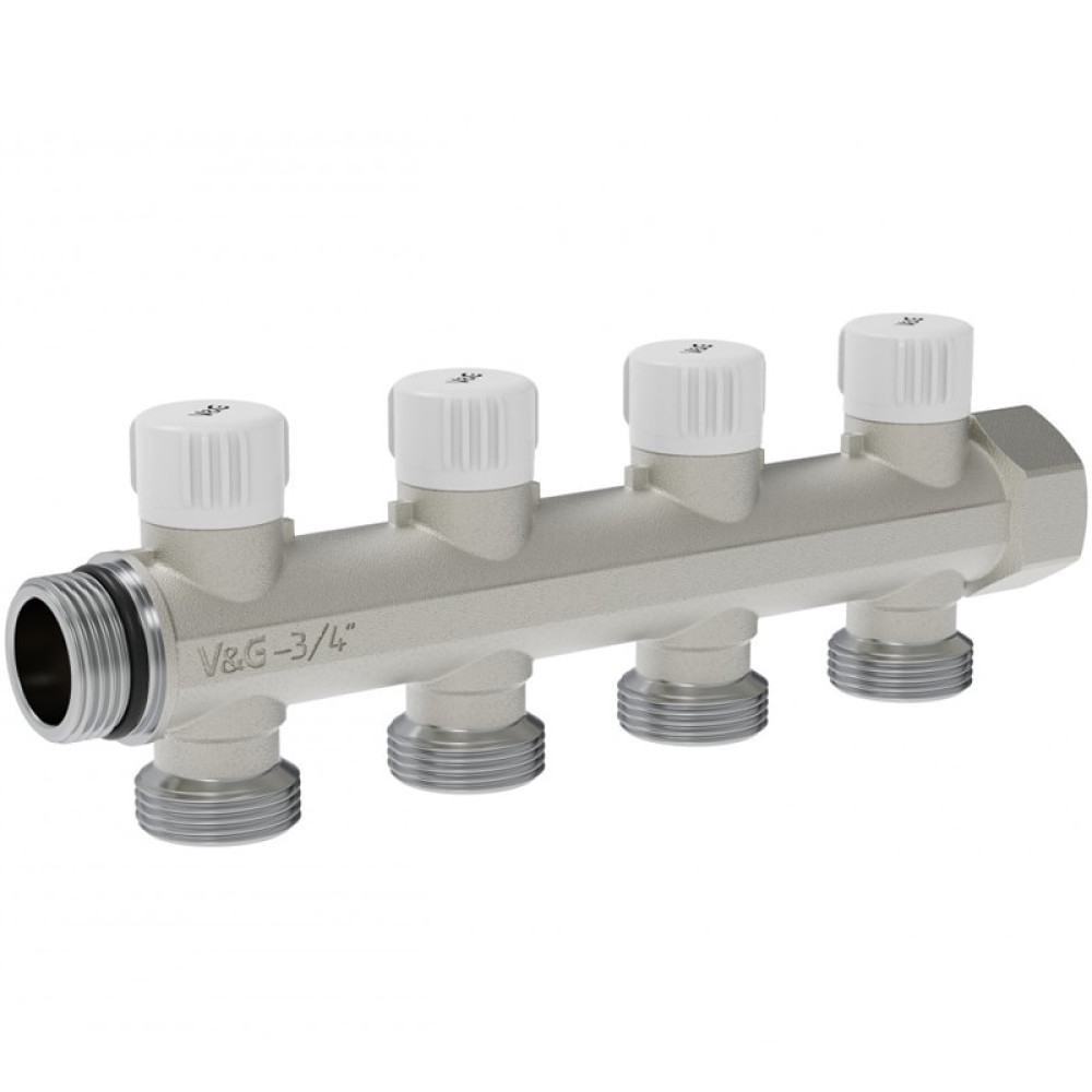 Коллектор настроечный V&G Valogin 3/4"х3/4" на 4 выхода