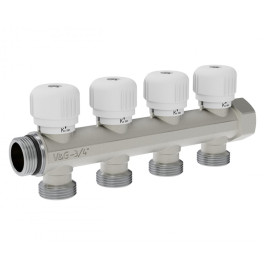 Коллектор распределительный с вентильной регулировкой V&G Valogin 1"х3/4" на 4 выхода