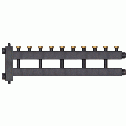 Коллектор с гидроразделителем Warme WKD.R.85.F.5+1 (черная сталь) Дублер рядный на 6 контуров до 85 кВт с накидными гайками Коллектор с гидроразделителем Warme WKD.R.85.F.5+1 (черная сталь) Дублер рядный на 6 контуров до 85 кВт с накидными гайками