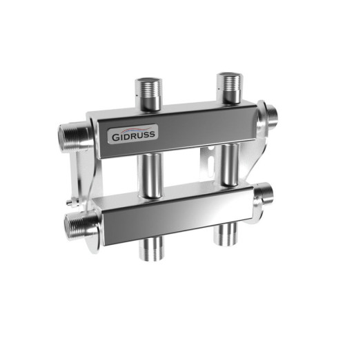 Коллектор нержавеющий модульный Gidruss MKSS-40-3DU до 40 кВт 3/4" 3 контура Коллектор нержавеющий модульный Gidruss MKSS-40-3DU до 40 кВт 3/4" 3 контура