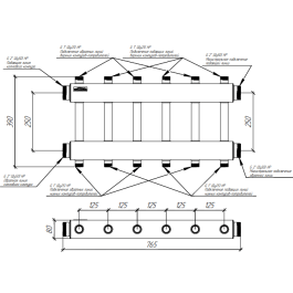 Коллектор модульный Gidruss MK-250-6DU до 250 кВт 2" 6 контуров