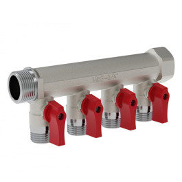 Коллектор распределительный для воды V&G Valogin 1/2"х3/4" на 4 выхода