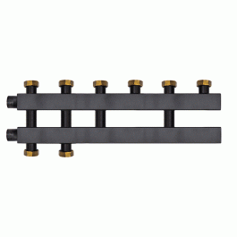 Коллектор Warme WKD.140.К.F.3+1 Дублер компакт (черная сталь) на 4 контура 90-140 кВт с накидными гайками