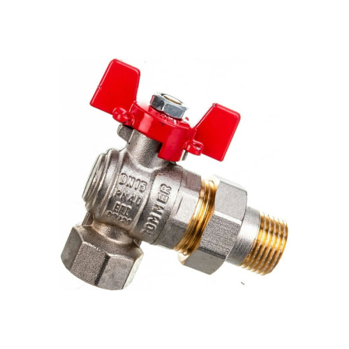 Кран шаровой угловой Rommer с американкой 3/4" ВН/НР ручка-бабочка