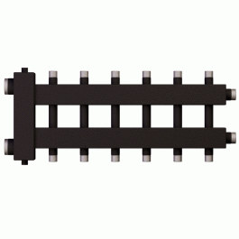 Коллектор с гидроразделителем Warme WKD.R.60.К.3+3+1 (черная сталь) на 7 контуров до 60 кВт