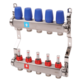 Коллектор с расходомерами MVI 1"х3/4"ЕК 5 выходов