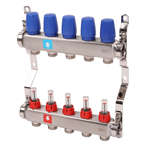 Коллектор с расходомерами MVI 1"х3/4"ЕК 5 выходов