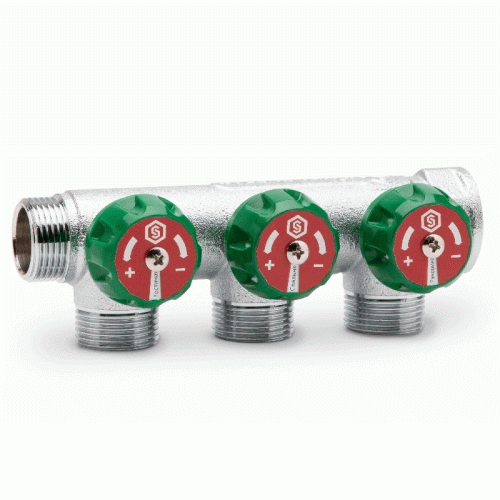 Коллектор для воды 3 выхода Stout 3/4"x1/2" плоское уплотнение арт. SMB-6849-341203 Коллектор для воды 3 выхода Stout 3/4"x1/2" плоское уплотнение арт. SMB-6849-341203