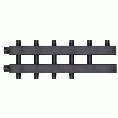 Коллектор Warme WKD.140.К.3+2 Дублер компакт (черная сталь) на 5 контуров 90-140 кВт