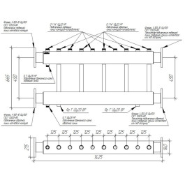 Коллектор модульный Gidruss MK-1000-5х32 до 1000 кВт ДУ 100 5 контуров