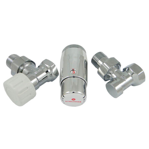 Комплект подключения SCHLOSSER STANDARD MINI 1/2" угловой хром с термоголовкой MINI
