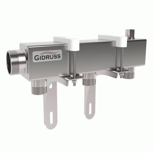 Коллектор распределительный нержавеющий Gidruss DMSS-32-25х3 1 1/4" 3 контура Коллектор распределительный нержавеющий Gidruss DMSS-32-25х3 1 1/4" 3 контура