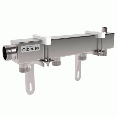 Коллектор распределительный нержавеющий Gidruss DMSS-32-25х4 1 1/4" 4 контура Коллектор распределительный нержавеющий Gidruss DMSS-32-25х4 1 1/4" 4 контура