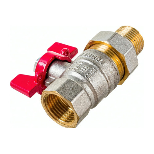Кран шаровой прямой Rommer с американкой 3/4" ВН/НР ручка-бабочка
