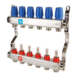 Коллектор с расходомерами MVI 1"х3/4"ЕК 6 выходов