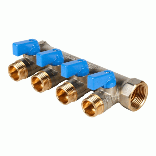 Коллектор для воды 4 выхода Stout 3/4"x1/2" евроконус с шаровыми кранами арт.SMB 6211 341204 Коллектор для воды 4 выхода Stout 3/4"x1/2" евроконус с шаровыми кранами арт.SMB 6211 341204