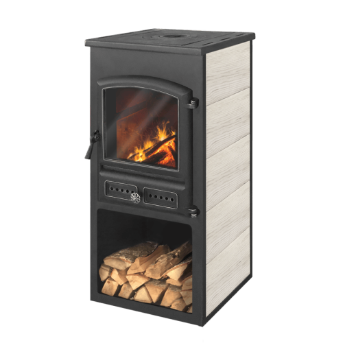 Печь-камин Этна БКД с плитой бежевый Печь-камин Этна БКД с плитой бежевый