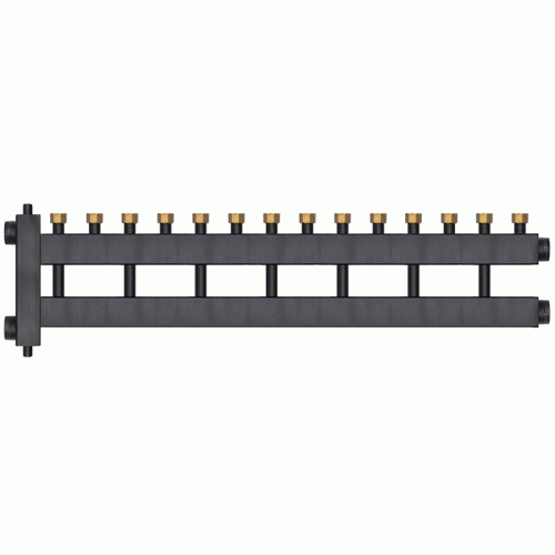 Коллектор с гидроразделителем Warme WKD.R.85.F.7+1 (черная сталь) Дублер рядный на 8 контуров до 85 кВт с накидными гайками Коллектор с гидроразделителем Warme WKD.R.85.F.7+1 (черная сталь) Дублер рядный на 8 контуров до 85 кВт с накидными гайками
