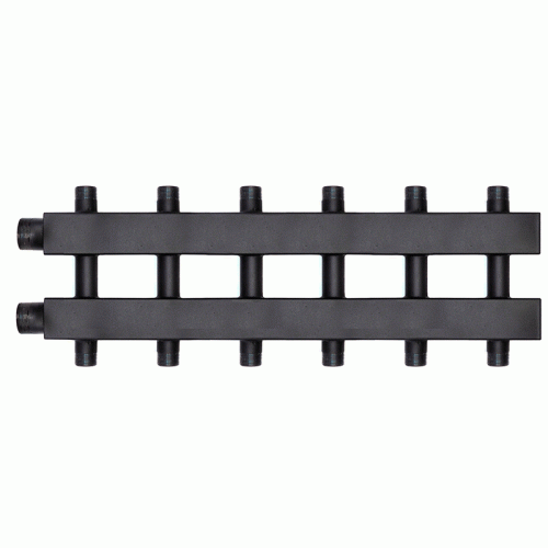 Коллектор Warme WKD.140.К.3+3 Дублер компакт (черная сталь) на 6 контуров 90-140 кВт