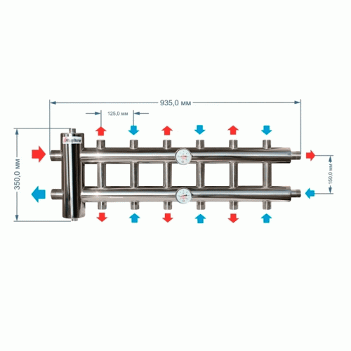 Коллектор из нержавейки с гидрострелкой 120 кВт ПроксиТерм GSK 40-7 Коллектор из нержавейки с гидрострелкой 120 кВт ПроксиТерм GSK 40-7