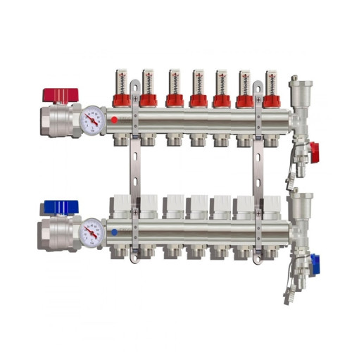 Коллектор для тёплого пола с расходомерами Tim на 7 выходов (арт.KA007) Коллектор для тёплого пола с расходомерами Tim на 7 выходов (арт.KA007)