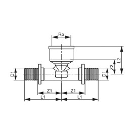 Тройник с ВР резьбой TECEflex 40х1/2"х40 мм