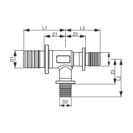 Тройник редукционный TECEflex 20х16х16 мм латунь