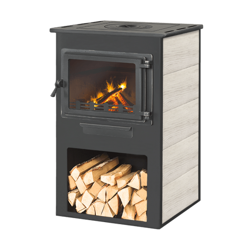 Печь-камин Этна Панорама с плитой бежевый