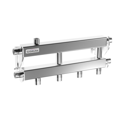 Коллектор нержавеющий модульный Gidruss MKSS-40-3D до 40 кВт 3/4" 3 контура Коллектор нержавеющий модульный Gidruss MKSS-40-3D до 40 кВт 3/4" 3 контура